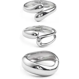 Chunky Gold-color Bangle Bracelets for Women‌ - 3PCS Adjustable Open Cuff Bracelet Stack, Non-Tarnish Stackable Bangles Set, Trendy Minimalist Accessories