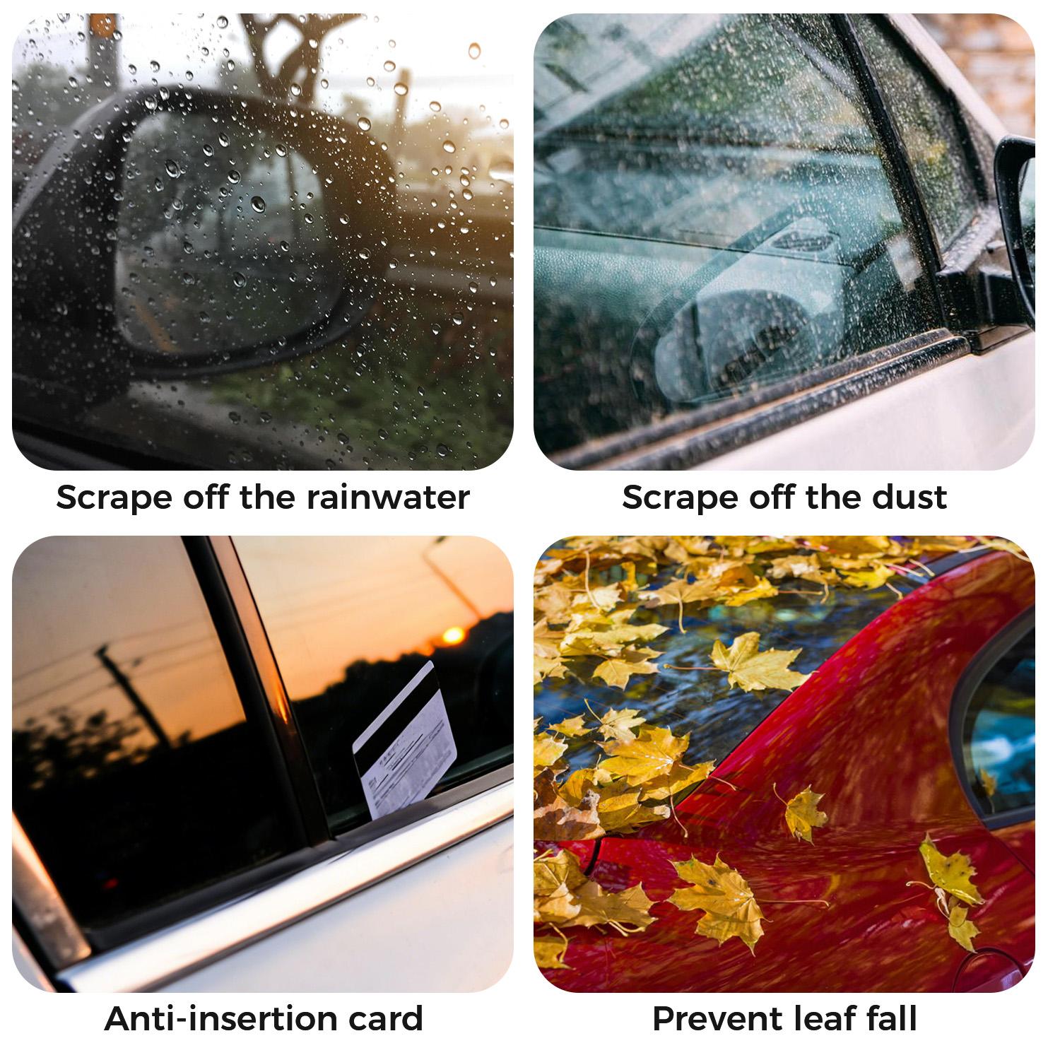 2PC 40cm Car Side Window Wiper Strips Durable Elastic Rubber Squeegees Universal Fit for Most Vehicles Rain Dust Scraper Fog Frost Remover Crystal Clear Vision Multi Functional Protection Easy Installation No Tools Required