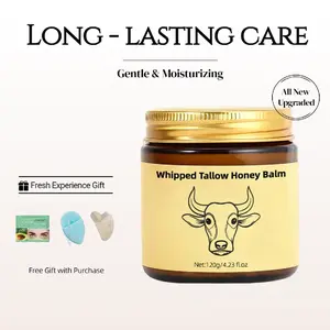 Honey Infused Whipped Tallow Skin Balm, All-Day Hydrating Cream for Facial and Whole Body Care