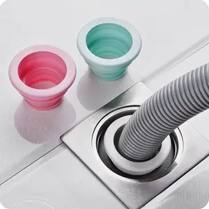 5pc White Drain Plug, Sewer Pipe Sealing Ring Connector, Kitchen Pipe Sewer Washing Machine Drain, Anti-odor Silicone Floor Drain Sealing Plug