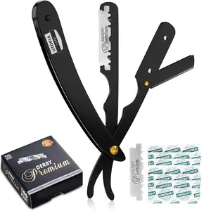 Utopia Care Professional Straight Razor for Men, Barber Straight Edge Razor Safety with 100 Pack Blades, Black