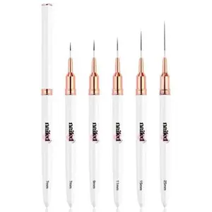 Nailart Fine Nail Art Brushes - Pack of 5 Precision Sizes 7mm 9mm 11mm 15mm 25mm for Intricate Designs & Smooth Application