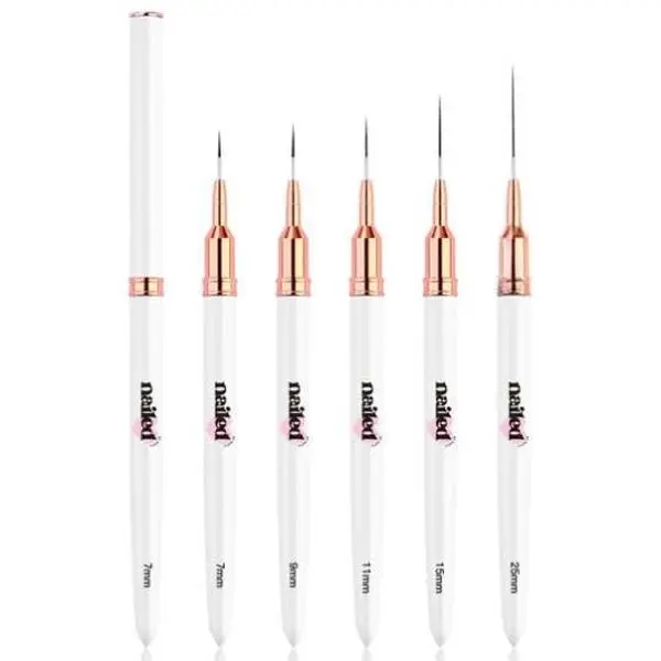 Nailart Fine Nail Art Brushes - Pack of 5 Precision Sizes 7mm 9mm 11mm 15mm 25mm for Intricate Designs & Smooth Application