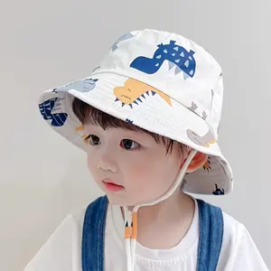 Kids' Lightweight UPF Sun Protection Bucket Hat with Adjustable Drawstring - Stretch Fit Summer Outdoor Hat for Boys & Girls, Animal Excavator Print & Colorful Patterns, Beach & Thanksgiving Accessory, Sun Protection Hat, Playful Design, Breathable Fabric