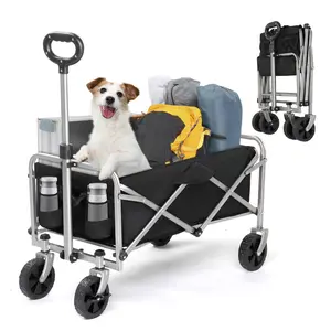 Collapsible Wagon, Beach Wagon with Big Wheels for Sand, Grocery All-Terrain Wheels Garden Grocery for Shopping Park Picnic, Camping, Beach Trip,Collapsible All-Terrain Beach Wagon