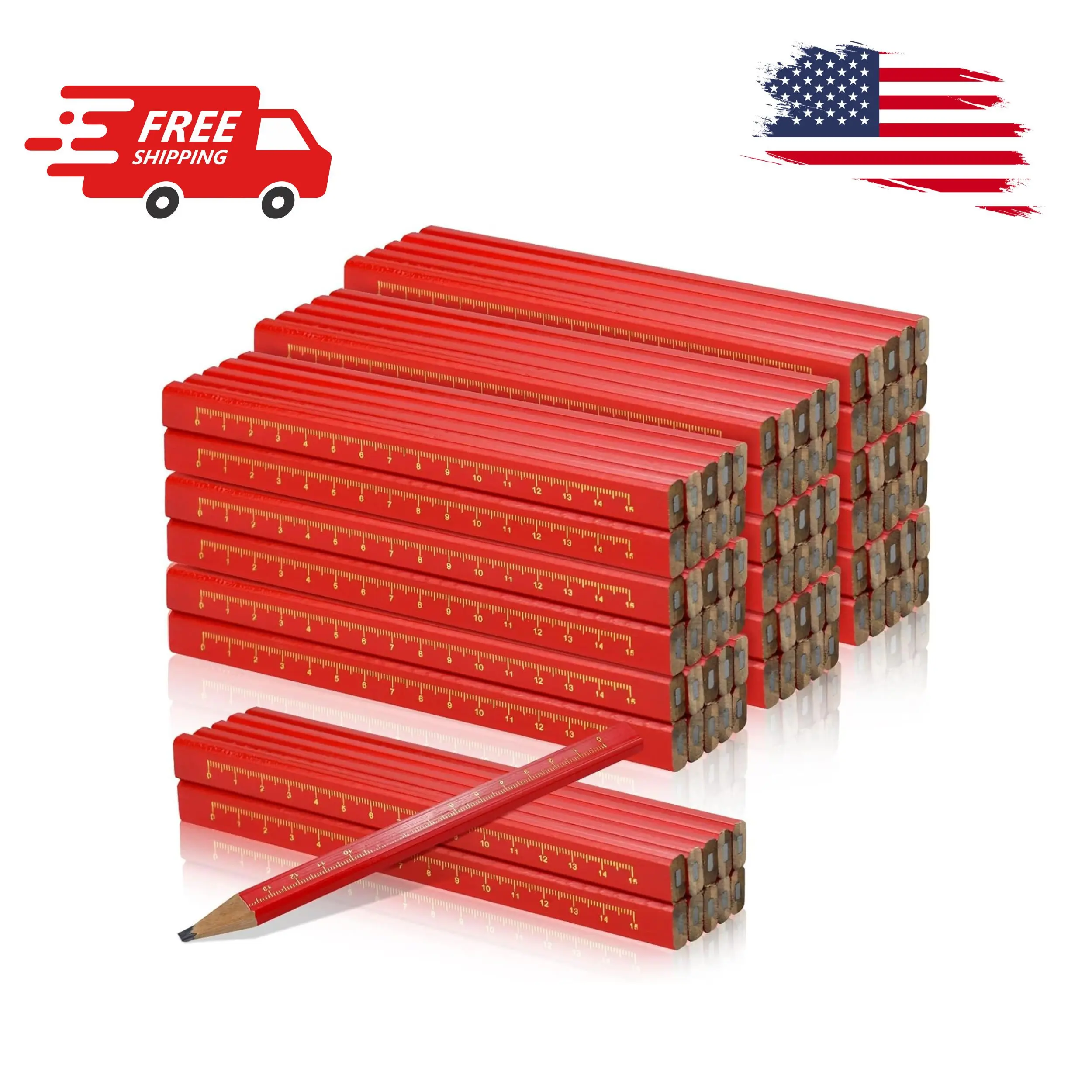 100 Pcs Carpenter Pencils, Octagonal Hard Black Carpenter Pencils