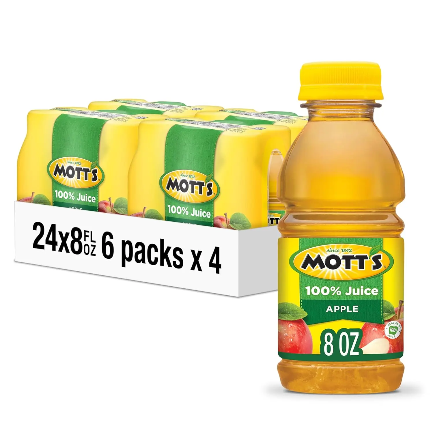 Mott's 100% Original Apple Juice 8 Fl Oz Bottles 24 Count 4 Packs Of 6 No Sugar Added Gluten-free Caffeine-free Kosher