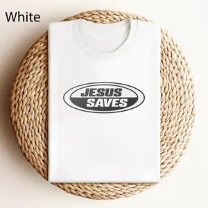 Jesus Saves Shirt Minimalist, Christian Streetwear Tee, Faith Based Graphic T-Shirt, Retro Oval Logo Shirt, Religious Minimal Tee, Christian Gift Shirt, Unisex Aesthetic T-Shirt Womenswear Top