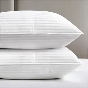 Bed Pillows Different Size Set of 2,, Down Alternative Pillow for Back, Stomach or Side Sleepers, Striped White, King