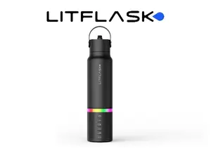 LITFLASK 20 oz Double-Insulated Stainless Steel Water Bottle with Premium Speaker & Charger for Active Lifestyle