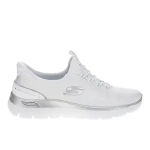 Skechers Womens Arch Fit Summits Diamond Grace Slip-Ins Sneakers Shoes Casual - White