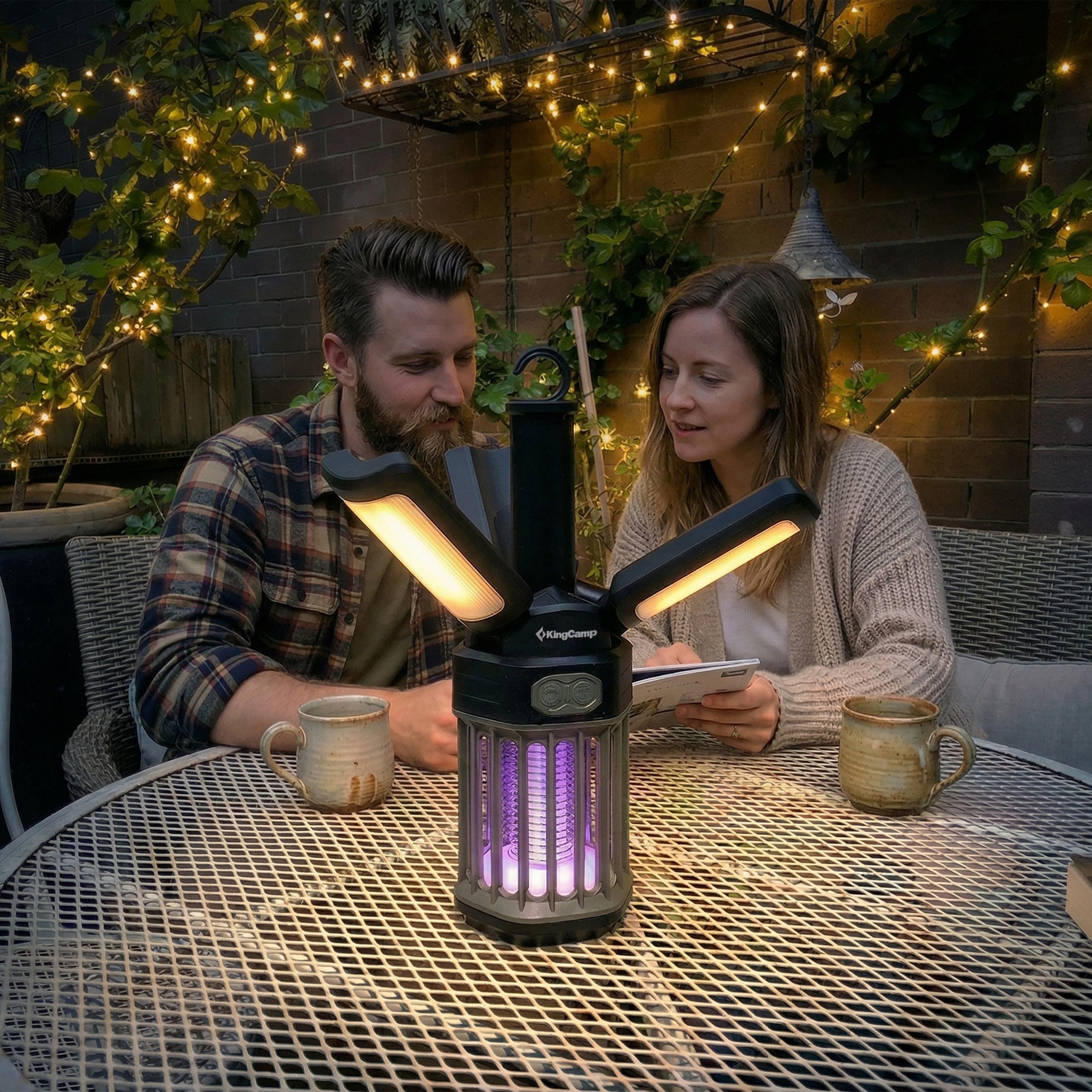 2-Pack Camping Lantern – 3 Color Temperatures (White/Warm/Red), Mosquito Repellent & Light Combo, 3000mAh Long Battery, Adjustable Multi-Angle Head, IPX6 Waterproof, Lightweight Hanging Hook for Outdoor & Home Swivel Headrest Chair