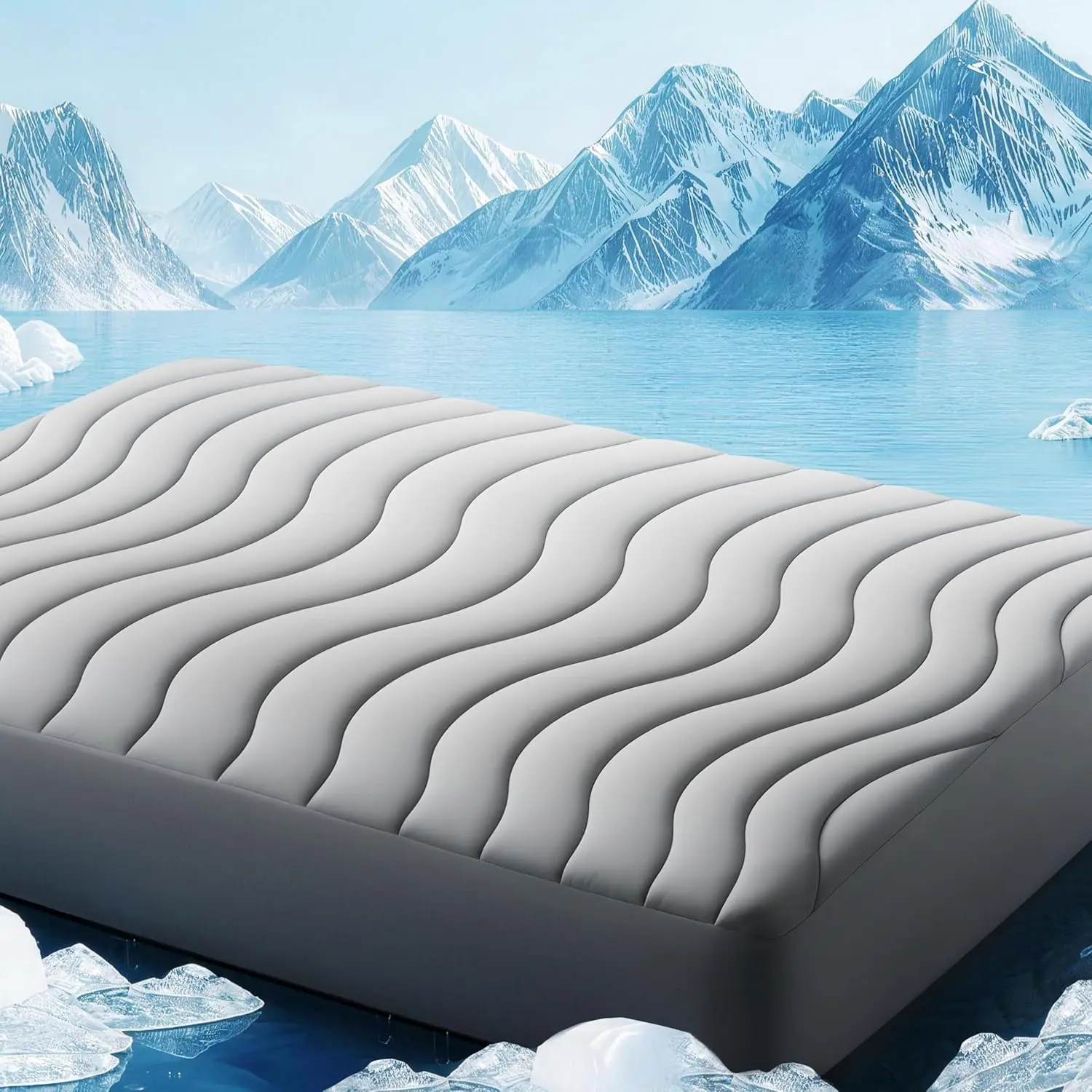 Cooling Mattress Pad Queen Size for Hot Sleepers Pillow Top Mattress Cover Quilted Fitted Mattress Protector Breathable Mattress Topper with 8-21" Deep Pocket(60x80 Inches,Light Grey)