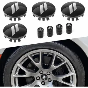 4PCS 63mm=2.5 inch Slash Wheel Center Cap Covers for Dodge Charger Challenger Durango Journey Avenger Hornet Dart R/T SRT Non Fading Hubcaps Rim + Tire Valve Stem Caps Covers (Silver Trim)