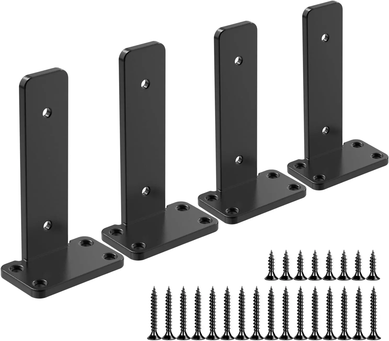 Floating Shelf Brackets upgraded, 6 inch, Black Heavy Duty Iron Shelf Brackets, Industrial Modern Floating Shelf Support for Wall Mount Shelves,Wide Brackets ,4 Pack, Support DIY(5mm Thickening Type).