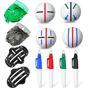 8-Pack Golf Ball Marker Alignment Tool – Includes 4 Golf Ball Line Stencils & 4 Colored Markers – Ball Line Drawing Kit for Golfers