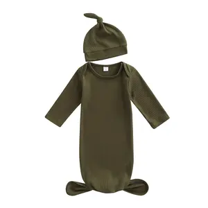 Baby Sleeping Bag with Hat, Solid Casual Daily Swaddle for Newborn Toddler Boys Girls