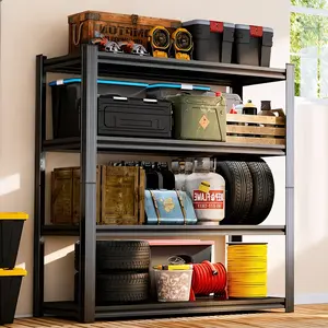 4-Tier 59" H X 31.5" W X 13.8" D  Heavy-Duty Metal Garage Shelving Unit - 2000 Capacity Adjustable & Modular Storage Rack, Boltless Assembly, -Coated Shelving System for Workshop, Basement, Utility Room, Book, Shoe Shelf Organizer (Easy Setup)