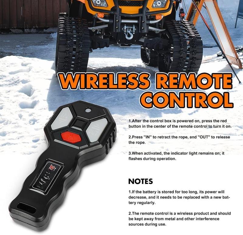 3000 lb Electric Winch for ATV UTV Trailer Boat Synthetic Rope Winch 12V DC Off Road Towing Winches with  Remote Mounting Bracket