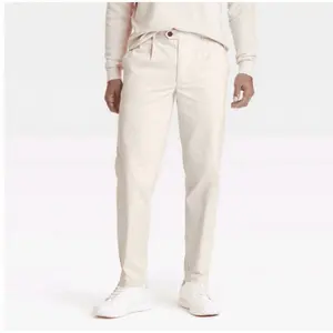 Men's Extended Tab Pleated Dress Trousers - Goodfellow & Co Beige 34x30: Cotton-Spandex, Relaxed Leg, Woven