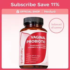 HerAuré Women’s Probiotics - pH Balance, Odor Control, Flora Health, Moisture & Tightening Support, 7 Billion CFU Probiotic, Prebiotic, 7-in-1 Mushroom Blend, Cranberry & Pineapple, Self-Care Gift, Healthcare, beach essentials, Deals For You Days