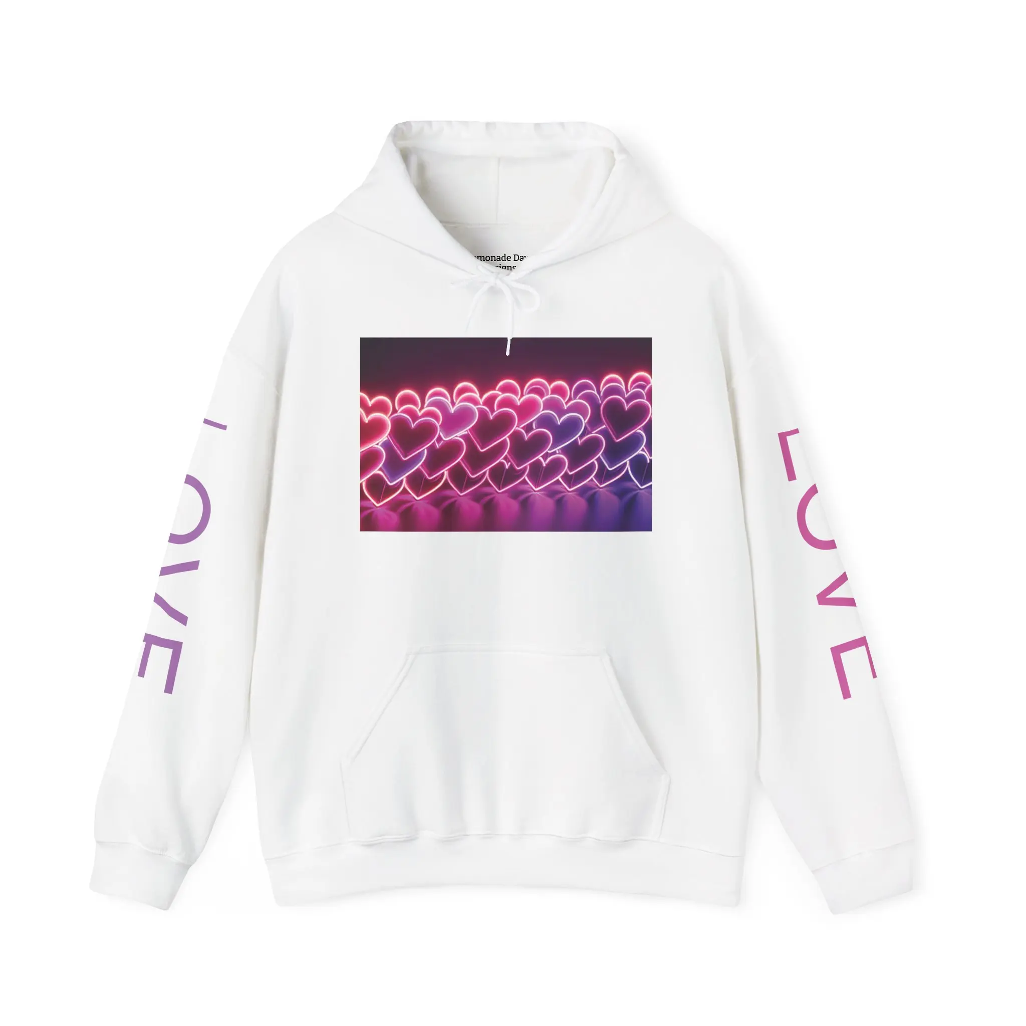 Neon Hearts Hoodie, Futuristic Streetwear Sweatshirt, Cyberpunk Neon-Noir Hoodie, Bold Cozy Unisex Jumper, Neon Hearts Graphic