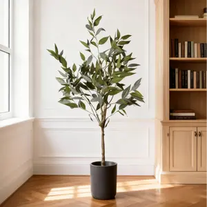 5FT Premium Artificial Eucalyptus Tree, Lifelike Faux Floor Plant for Modern Home & Office Decor