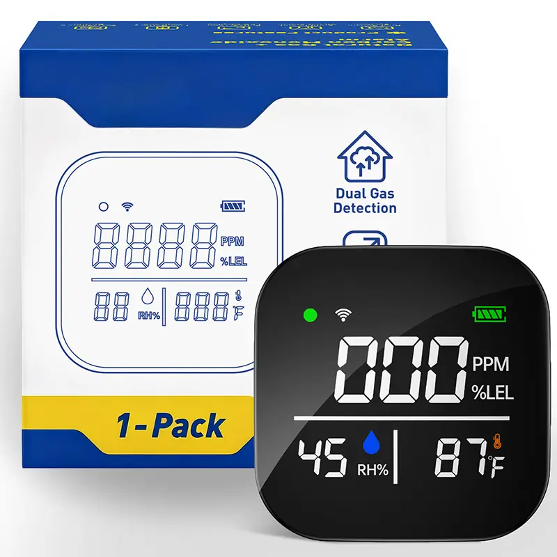 Smart Home Guardian Air & Temp Monitor 4-in-1 Portable Detector  Humidity Sensors, High-Definition,Plug-and-Play,  for Kitchen, RV, Home Use