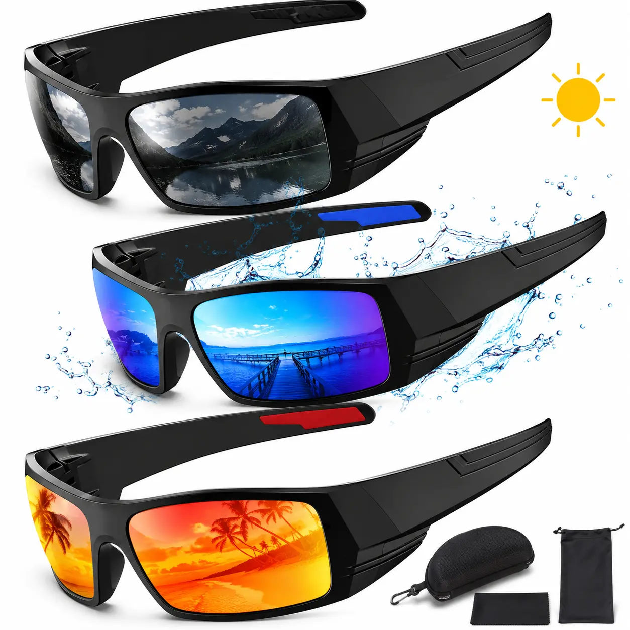 Sports Sunglasses for Men Women, Cycling Glasses, Wraparound Sport Eyewear, Shield Shades, Blade Frames, Aviator Style, Y2K Look, Mirrored Lens, Windproof UV400 Riding Gear for Motorcycle, MTB, Running, Fishing, Hiking, Driving & Outdoor Sports