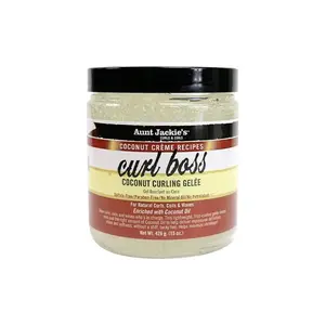 Aunt Jackie's Curl Boss Coconut Curling Gelée, 15 oz Haircare Gel for Frizz Control