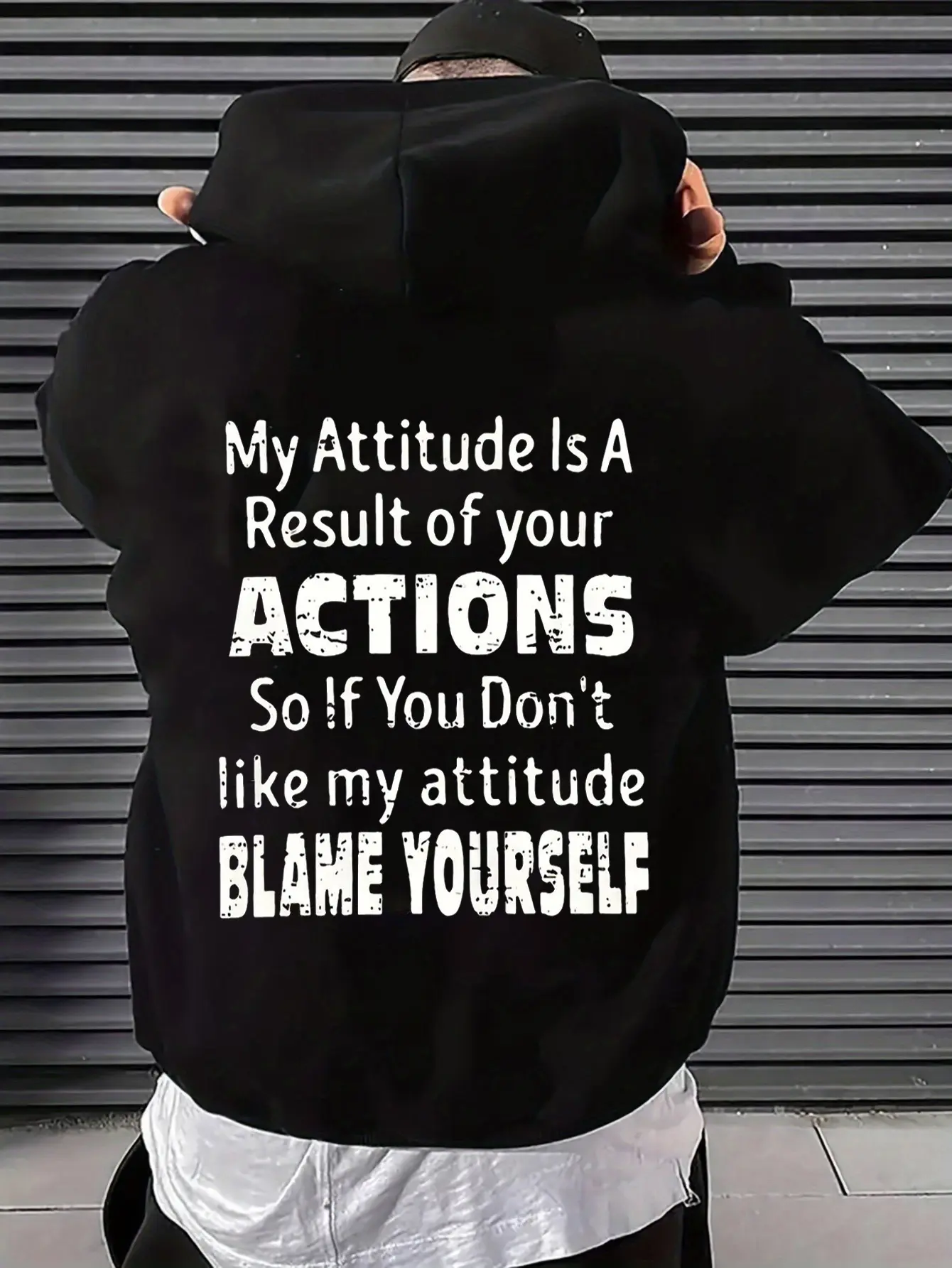 Mens Hooded Sweatshirt Attitude Statement Graphic Print Plus Size Long Sleeve Casual Summer Trendy Streetwear Gift