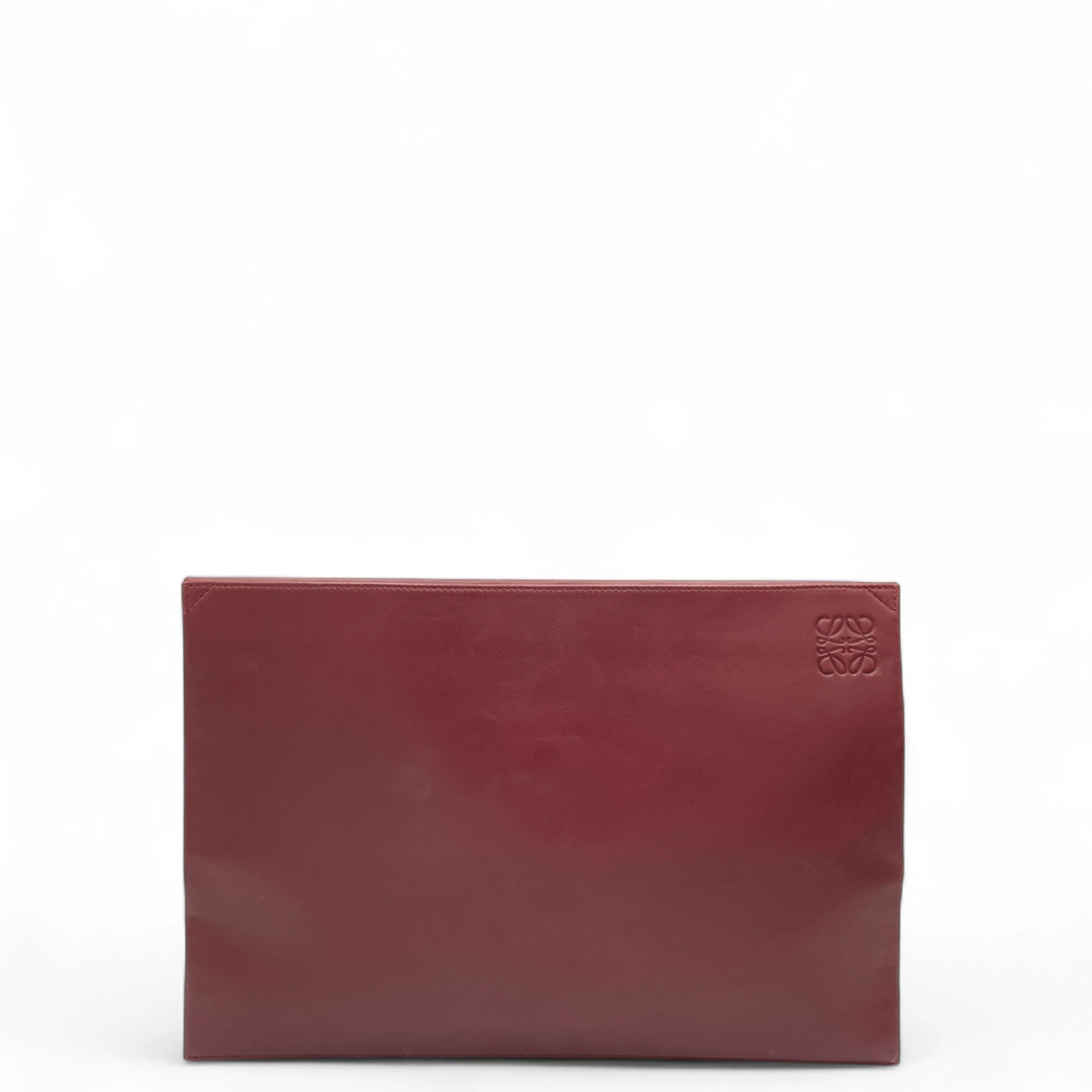 Pre-owned Loewe Leather Clutches & Wristlets Clutch Lambskin Burgundy Orange (0429t8)