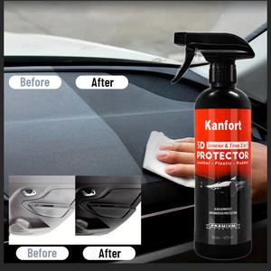 kanfort 3d interior & tire protector spray – 2-in-1 coating for leather, plastic & rubber – easy spray & wipe for instant shine – uv protection & restoration – perfect for car enthusiasts & daily drivers