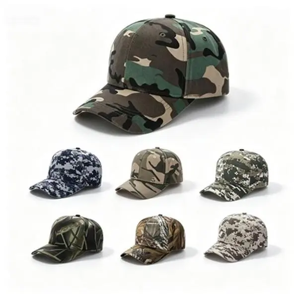 Adjustable Camo Dad Hat - 6 Multiple Styles Camo Prints Breathable Casual Outdoor Wear Cap for Hunting, All Seasons Sports & Outdoor Accessories, Unisex, Velcro Close, Adjustable Fit Hat, Classic Dad Hat
