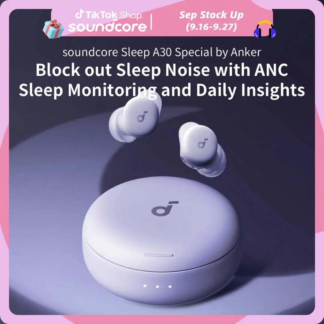 SOUNDCORE Earbuds Sleep Aid for Side Sleepers Wireless; Triple Noise Reduction, Ultra Comfort, Sleep Monitoring & Insights, 8-10H Playtime