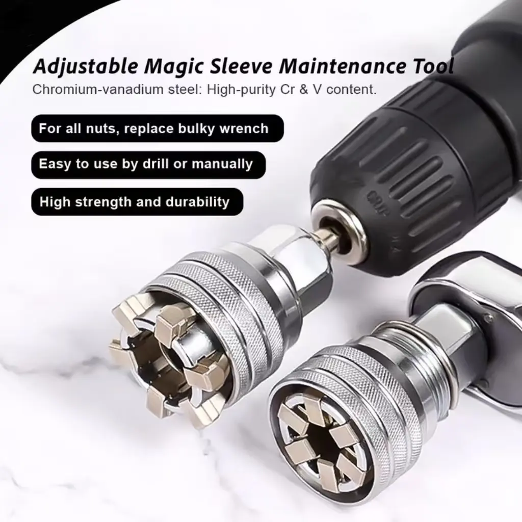 Universal Adjustable Socket Wrench for Standard Metric 10-19mm Tool Adjustable Universal Telescopic Hex Metric Socket band drive adapter