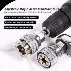 Universal Adjustable Socket Wrench for Standard Metric 10-19mm Tool Adjustable Universal Telescopic Hex Metric Socket band drive adapter