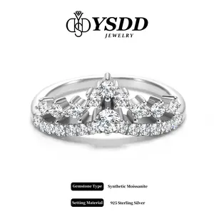 【#198 Tiara】Matching Synthetic Moissanite Wedding Band for Women, D Color VVS1 Clarity Rings 925 Sterling Silver Crown Moissanite Curved Stackable Rings for Women