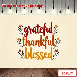 1pc Grateful Thankful Blessed Floral Banner - Elegant Thankful Decoration with Red/Orange/Flowers on Beige Background - Large Party Backdrop for Home, Weddings, Thanksgiving, Easter - Durable Polyester Fabric Poster (39x59/51.1x59/70.8x90.5 Inch) -