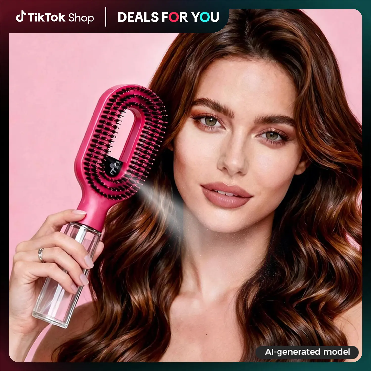 Labhairs 2-in-1 Mist Detangler Hairbrush - Hydrating Detangling Tool with Sprayer for Frizz Control, Non-Tangled Smooth Bristles for Wet and Dry Hair Styling, Hot Pink, Hydration, Abs, Waterproof