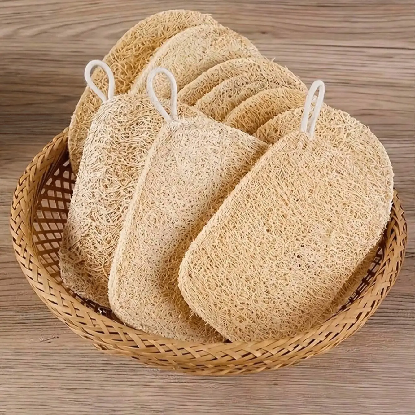 Natural Loofah Exfoliator Sponge - Body & Kitchen Scrubber For Sensitive Skin, Bath Shower Sponge, Exfoliating Sponge, Reusable Loofah, Naturally Plant Fiber, No Chemical Ingredients, Exfoliating Tool