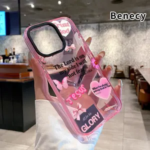 Soft Case for iPhone 16 Pro Max 15 Plus 14 13 12 11 Faith Over Fear Psalm Christian Aesthetic Anti-Yellowing Shockproof ultra-thin Silicone Crystal Cover