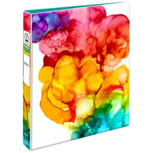 Avery + Amy Tangerine Designer Collection Binder, 1" Round Rings, 175-Sheet Capacity, Rainbow Inkblot (28341)