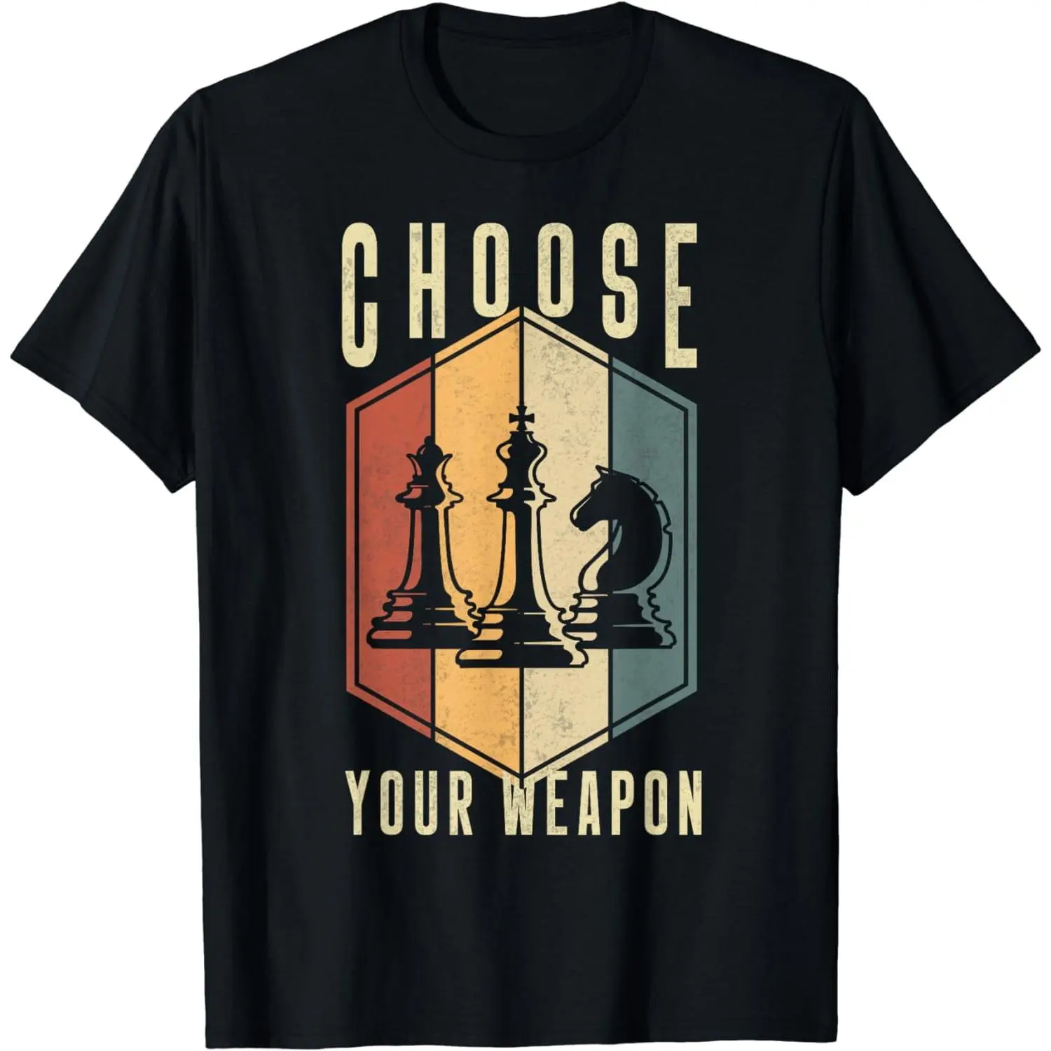 Women's 100% Cotton Short-Sleeve Round Neck Casual Distressed Graphic T-Shirt - "Choose Your Weapon Gag" Chess Player Gift