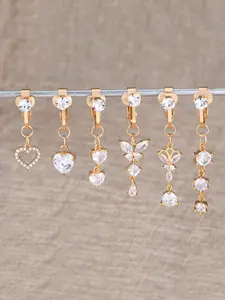 Rhinestone Pendant Non-Pierced Belly Ring in Stainless Steel, Heart Design Bling Chain, Party Body Jewelry for Girls, Everyday Fashion Accessories and Birthday Gifts