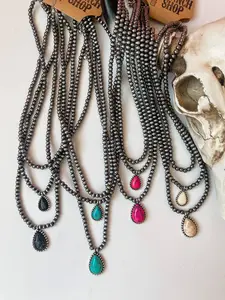 Layered Western Necklace-Pink or Turquoise