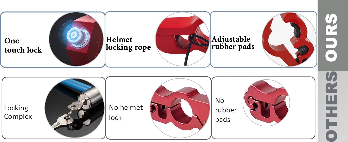 Motorcycle Locks, Helmet Locked & Brake Lock Combo, Anti Theft Motorcycles Handlebar Lock for Motor Moped Motorbike Scooters ATV Dirt Bike Street Bike Electric Scooters