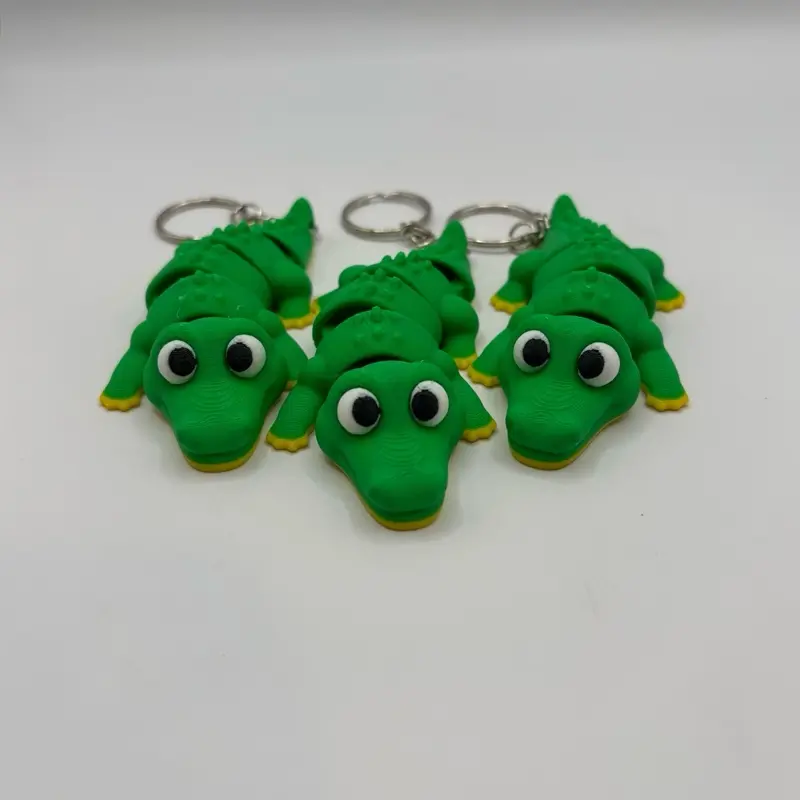 Green and Yellow Alligator Fidget Keychain - Fun and Colorful Design for Keyholders