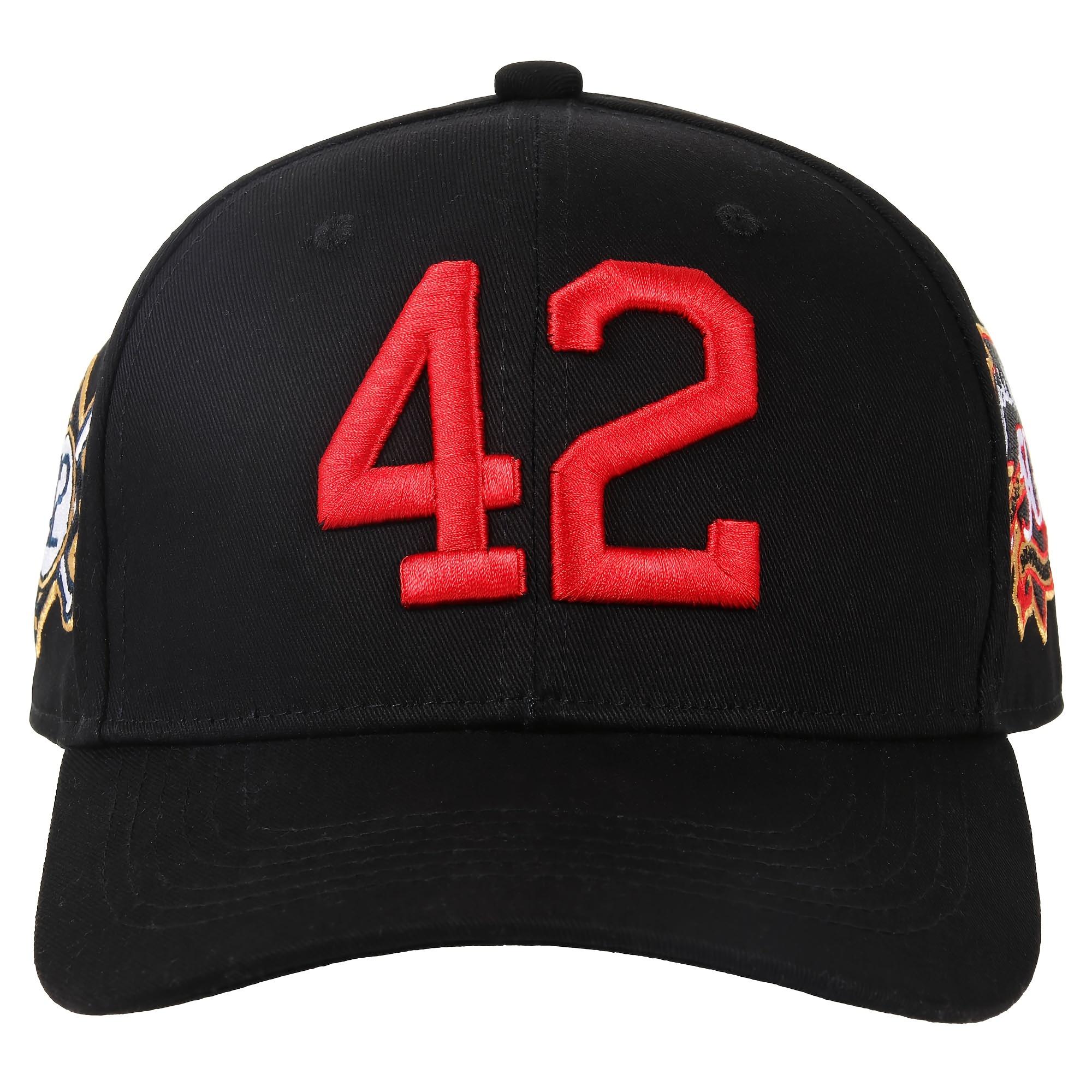 50th Patch #42 Robinson Baseball Day Men's Baseball Cap Blue Black Adjustable Curved Brim Outdoor Sport Hat Dad Cap Snapback Fitted 100% Polyester 3D Embroidery