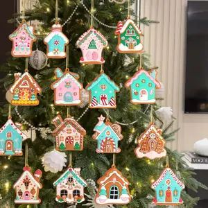 16pcs house shaped Christmas tree ornaments, Christmas ornaments gingerbread man, Christmas tree decorations, Christmas gifts, Christmas decoration ornaments, Home Decor Ornament